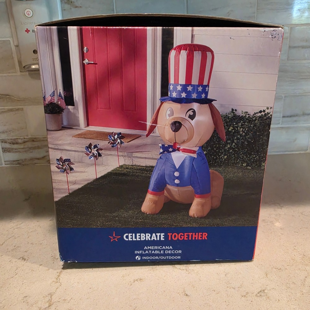 Celebrate Together Americana Patriotic Inflatable Decor Dog Uncle Sam 5FT N - Picture 3 of 5